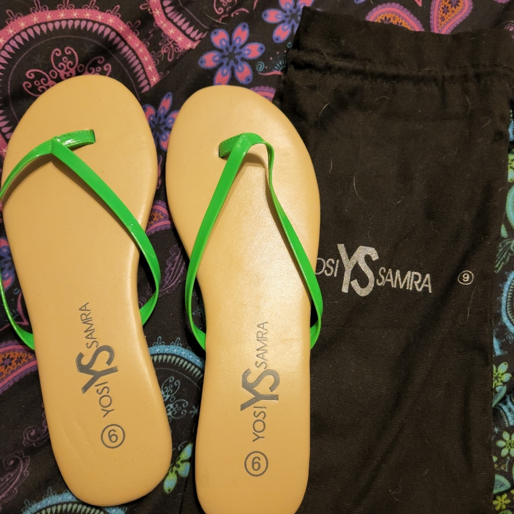 Yosi Samra Neon Green sandals Size 9